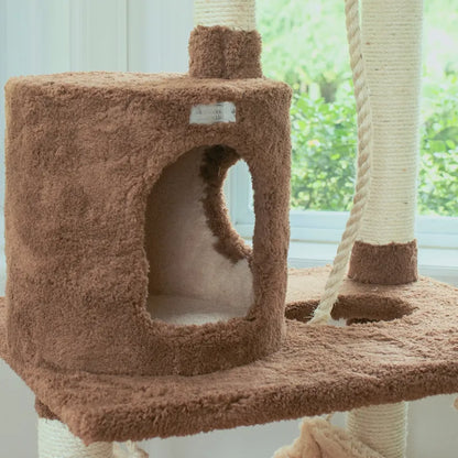 Real Wood 70" Cat tree With Scratch posts, Hammock for Cats